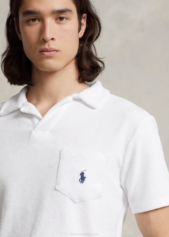 hvid Mænd Ralph Lauren tilpasset slim fit frotté poloshirt Z426B556