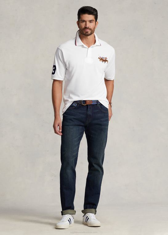 hvid Mænd Ralph Lauren tredobbelt pony mesh poloshirt Z426B1649