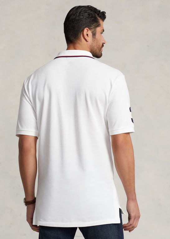 hvid Mænd Ralph Lauren tredobbelt pony mesh poloshirt Z426B1649
