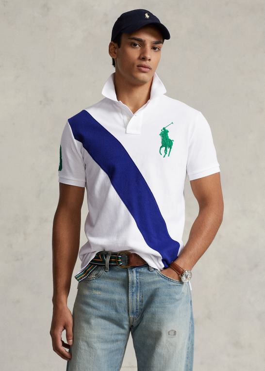 hvid/efterårs royal Mænd Ralph Lauren stor pony mesh poloshirt - alle passer Z426B547