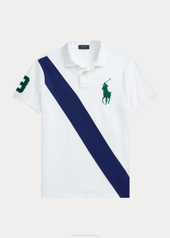hvid/efterårs royal Mænd Ralph Lauren stor pony mesh poloshirt - alle passer Z426B547