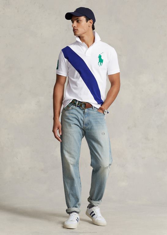 hvid/efterårs royal Mænd Ralph Lauren stor pony mesh poloshirt - alle passer Z426B547