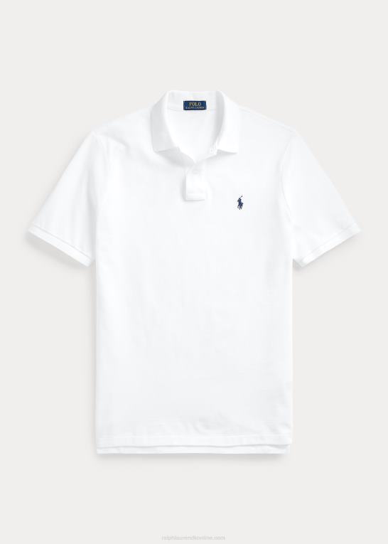 hvid/marineblå Mænd Ralph Lauren slim fit mesh poloshirt Z426B1