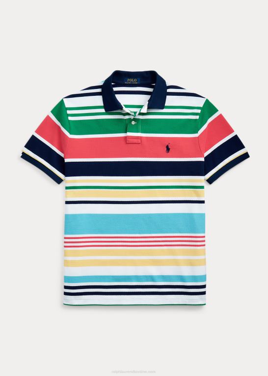 hvid multi Mænd Ralph Lauren klassisk pasform stribet mesh poloshirt Z426B555