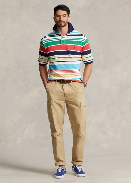 hvid multi Mænd Ralph Lauren stribet mesh poloshirt Z426B1469