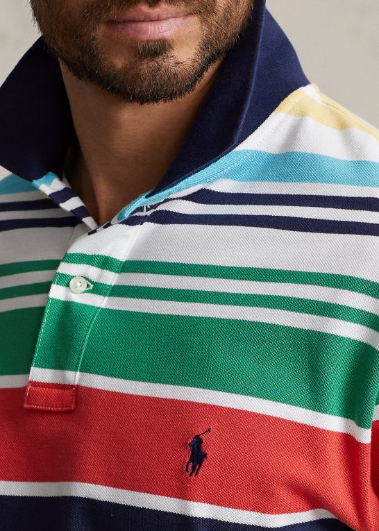 hvid multi Mænd Ralph Lauren stribet mesh poloshirt Z426B1469