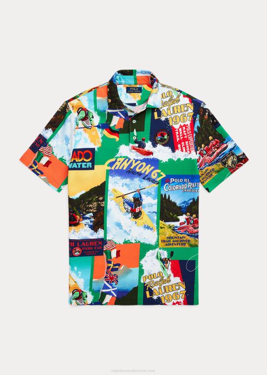 kajak ekspedition Mænd Ralph Lauren mesh poloshirt med klassisk pasform med kajakprint Z426B918