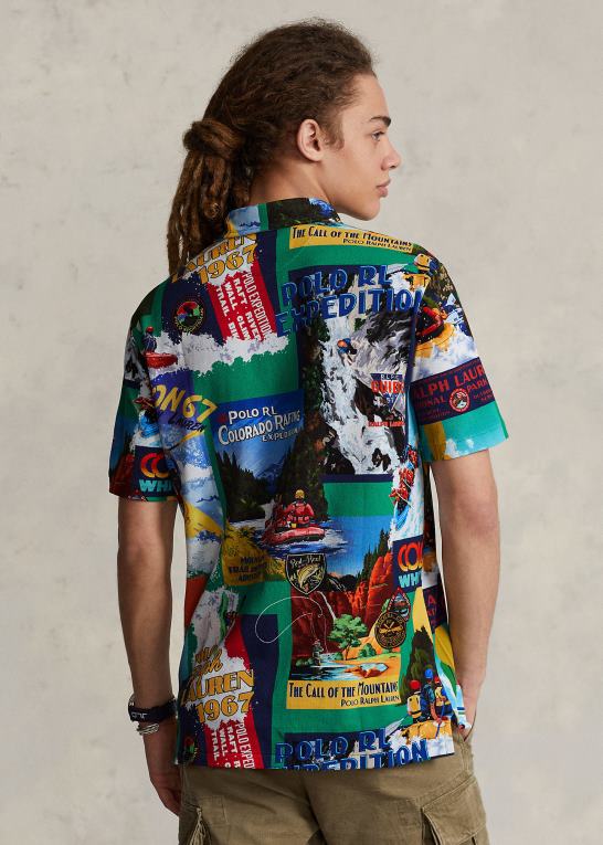 kajak ekspedition Mænd Ralph Lauren mesh poloshirt med klassisk pasform med kajakprint Z426B918