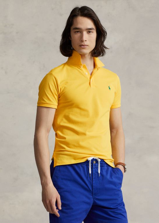 kanariegul Mænd Ralph Lauren slim fit poloshirt i stretch mesh Z426B952