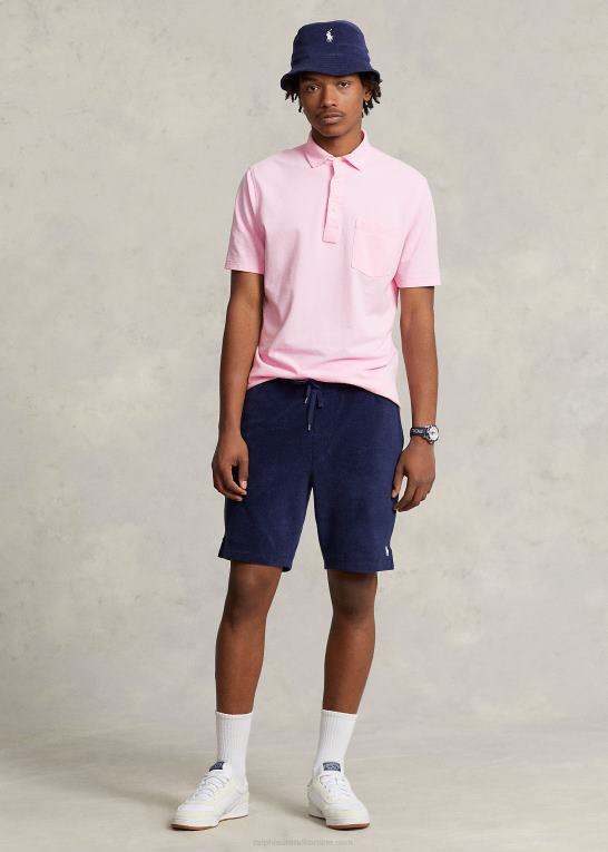 karmel pink Mænd Ralph Lauren klassisk pasform fjervægt polo i mesh Z426B808