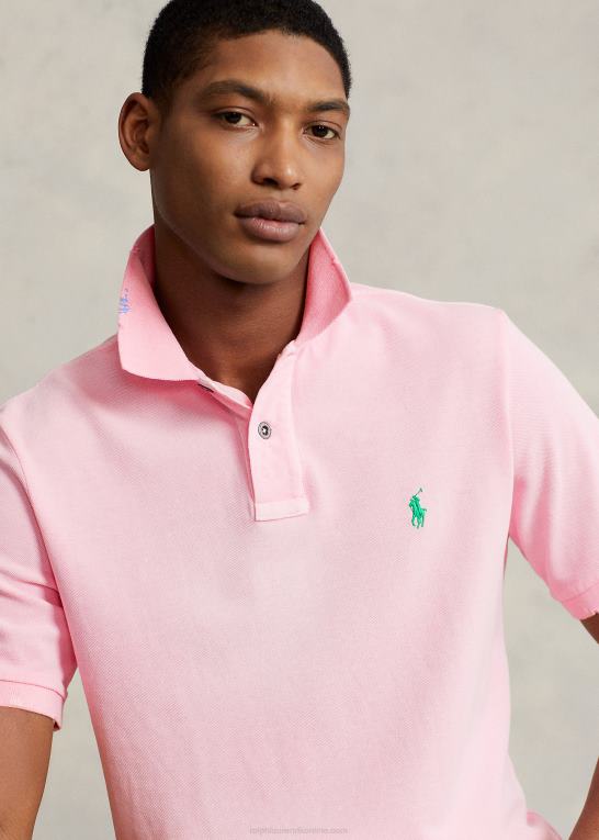karmel pink Mænd Ralph Lauren poloshirt i klassisk pasform i mesh Z426B1096