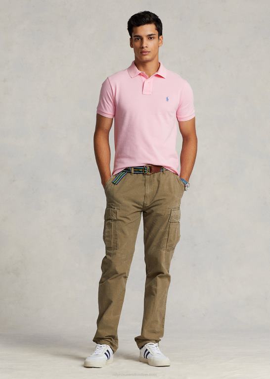 karmel pink/blå Mænd Ralph Lauren slim fit mesh poloshirt Z426B8354