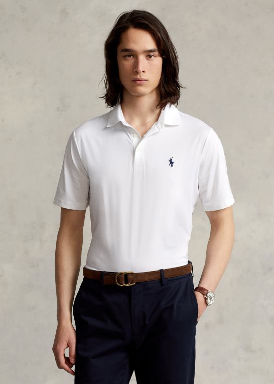 keramisk hvid Mænd Ralph Lauren klassisk pasform ydeevne poloshirt Z426B356