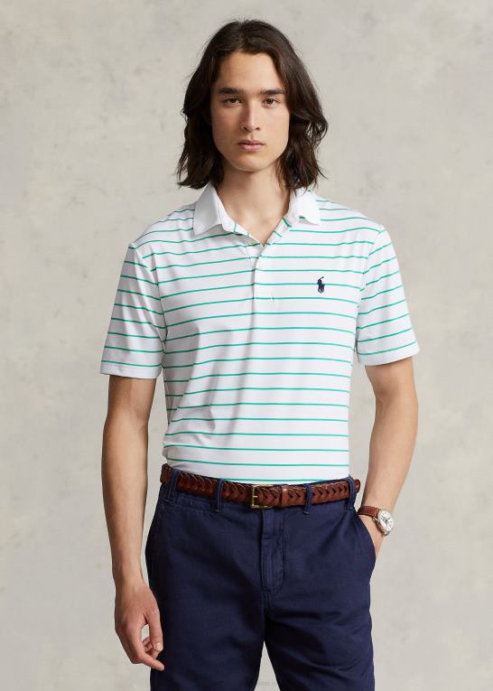 keramisk hvid/grøn Mænd Ralph Lauren klassisk pasform ydeevne poloshirt Z426B683