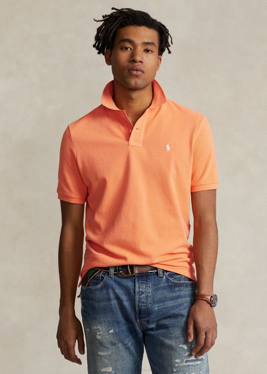 key west orange/hvid Mænd Ralph Lauren slim fit mesh poloshirt Z426B8356