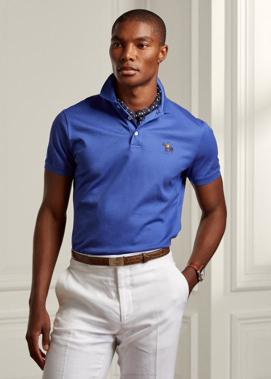 klassisk copenblå Mænd Ralph Lauren brugerdefineret slim fit pique poloshirt Z426B58