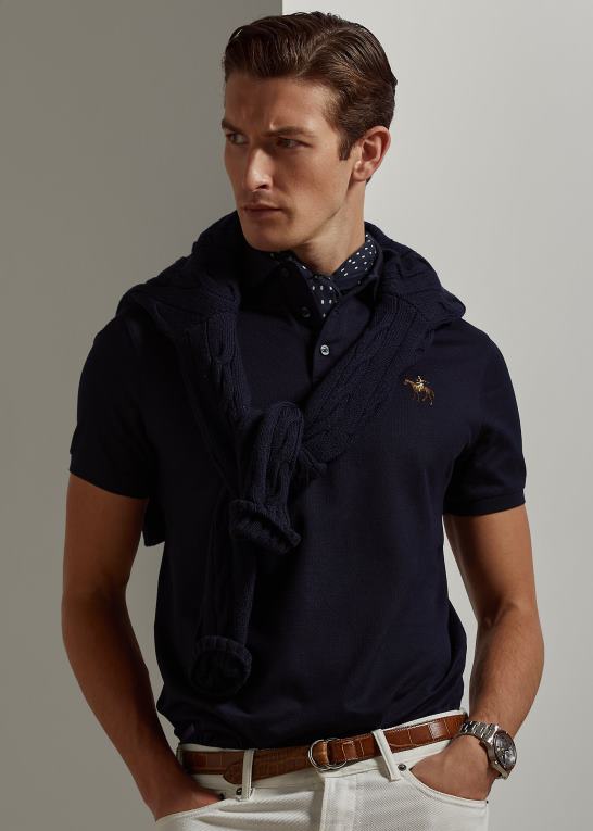 klassisk formand flåde Mænd Ralph Lauren brugerdefineret slim fit pique poloshirt Z426B60
