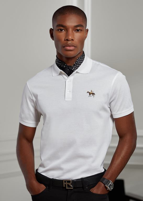 klassisk hvid Mænd Ralph Lauren brugerdefineret slim fit pique poloshirt Z426B55