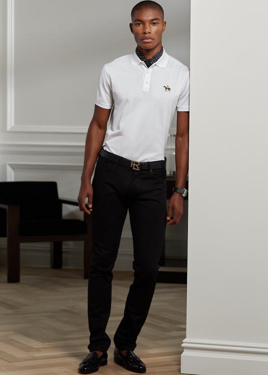 klassisk hvid Mænd Ralph Lauren brugerdefineret slim fit pique poloshirt Z426B55
