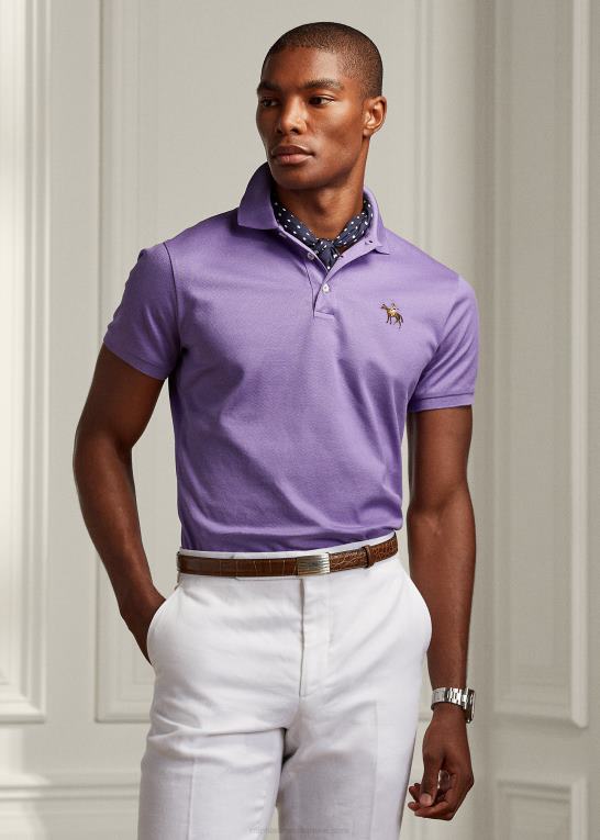 klassisk lavendel Mænd Ralph Lauren brugerdefineret slim fit pique poloshirt Z426B62