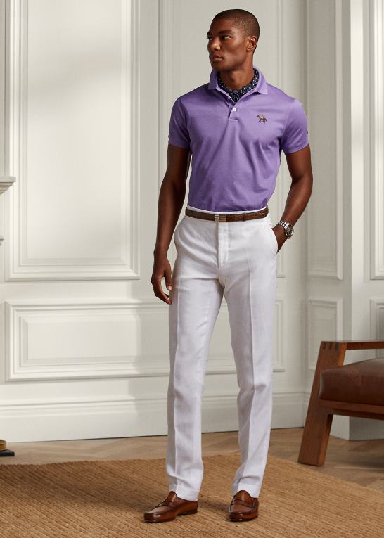 klassisk lavendel Mænd Ralph Lauren brugerdefineret slim fit pique poloshirt Z426B62