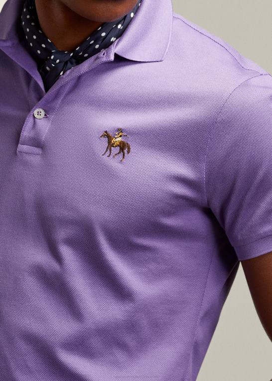klassisk lavendel Mænd Ralph Lauren brugerdefineret slim fit pique poloshirt Z426B62