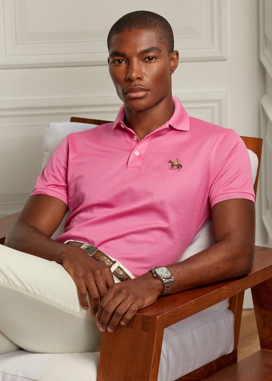 klassisk lys pink Mænd Ralph Lauren brugerdefineret slim fit pique poloshirt Z426B64