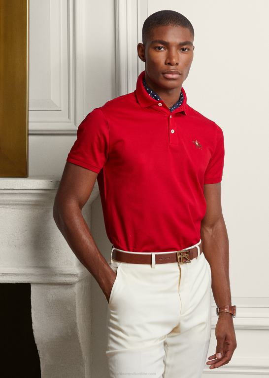 klassisk rød Mænd Ralph Lauren brugerdefineret slim fit pique poloshirt Z426B63