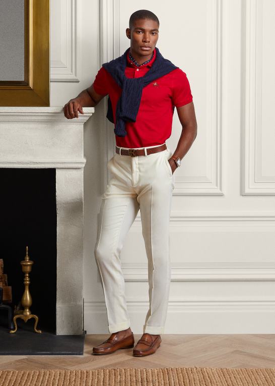 klassisk rød Mænd Ralph Lauren brugerdefineret slim fit pique poloshirt Z426B63