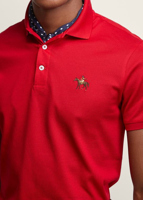 klassisk rød Mænd Ralph Lauren brugerdefineret slim fit pique poloshirt Z426B63