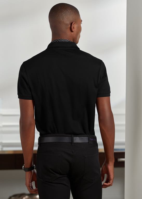 klassisk sort Mænd Ralph Lauren brugerdefineret slim fit pique poloshirt Z426B68