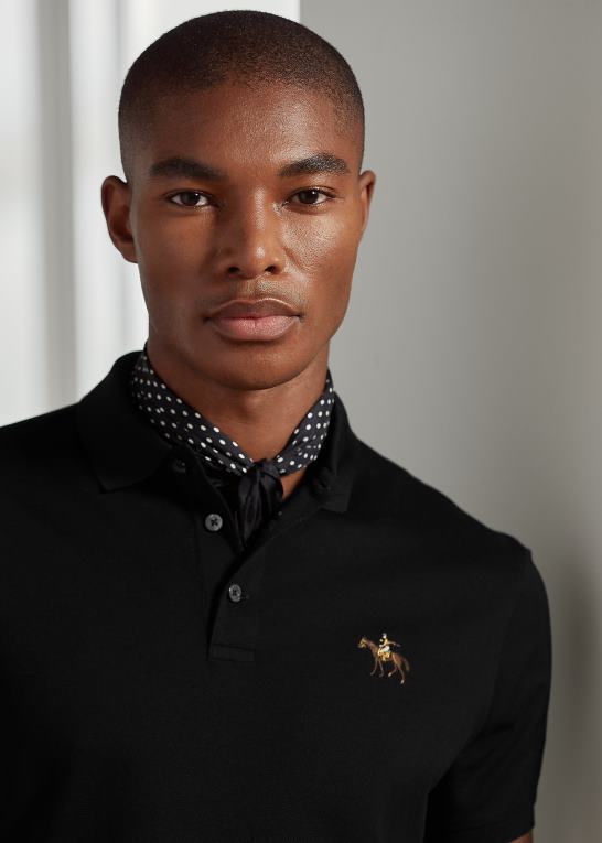 klassisk sort Mænd Ralph Lauren brugerdefineret slim fit pique poloshirt Z426B68