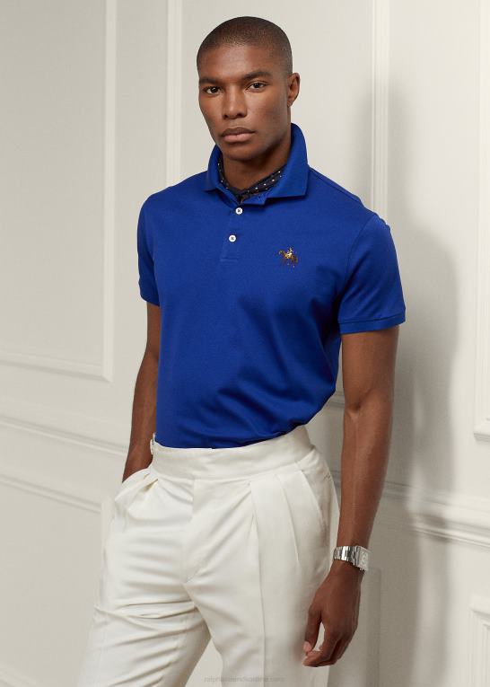 kongeblå Mænd Ralph Lauren brugerdefineret slim fit pique poloshirt Z426B59