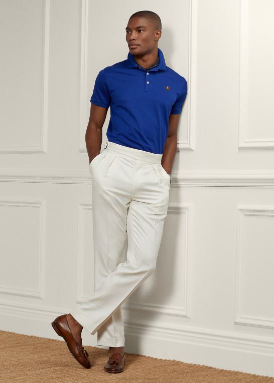 kongeblå Mænd Ralph Lauren brugerdefineret slim fit pique poloshirt Z426B59