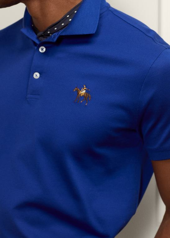 kongeblå Mænd Ralph Lauren brugerdefineret slim fit pique poloshirt Z426B59