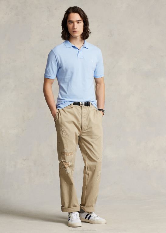 kontor blå Mænd Ralph Lauren slim fit mesh mode poloshirt Z426B13