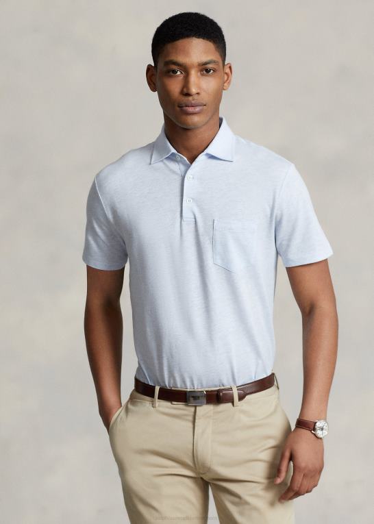 kontor blå lyng Mænd Ralph Lauren brugerdefineret slim fit poloshirt i bomuld og hør Z426B1231