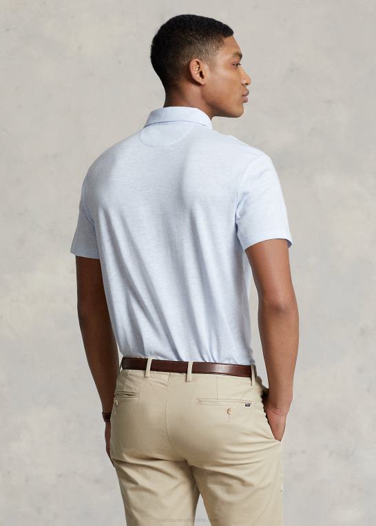 kontor blå lyng Mænd Ralph Lauren brugerdefineret slim fit poloshirt i bomuld og hør Z426B1231