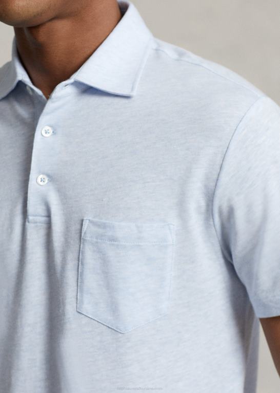 kontor blå lyng Mænd Ralph Lauren brugerdefineret slim fit poloshirt i bomuld og hør Z426B1231