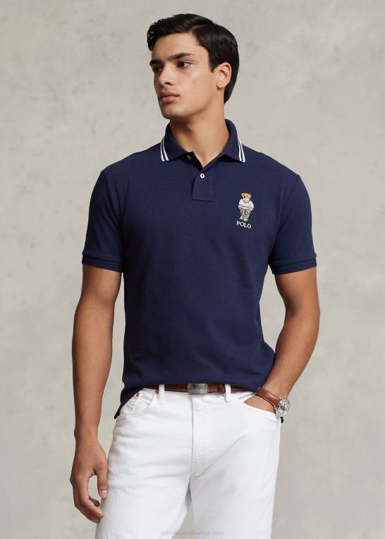 krydstogt flåde preppy bjørn Mænd Ralph Lauren klassisk pasform polo bear mesh poloshirt Z426B620