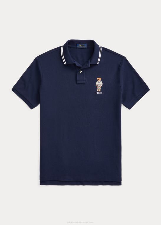 krydstogt flåde preppy bjørn Mænd Ralph Lauren klassisk pasform polo bear mesh poloshirt Z426B620
