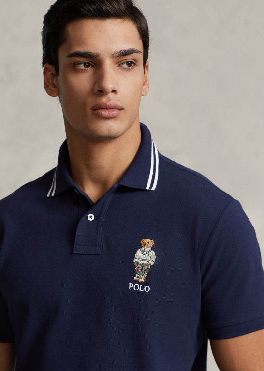 krydstogt flåde preppy bjørn Mænd Ralph Lauren klassisk pasform polo bear mesh poloshirt Z426B620