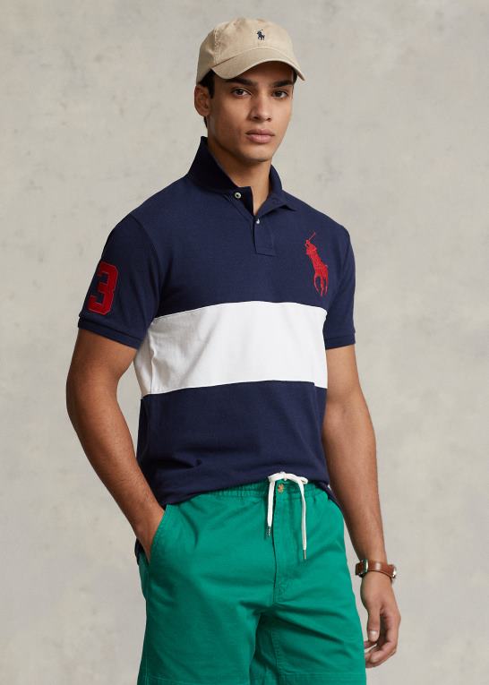 krydstogt marine/hvid Mænd Ralph Lauren stor pony mesh poloshirt - alle passer Z426B179
