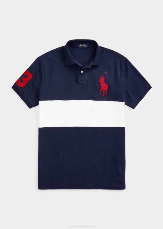 krydstogt marine/hvid Mænd Ralph Lauren stor pony mesh poloshirt - alle passer Z426B179