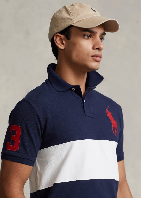 krydstogt marine/hvid Mænd Ralph Lauren stor pony mesh poloshirt - alle passer Z426B179
