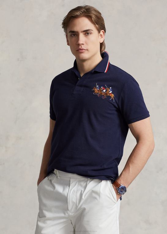 krydstogtflåde Mænd Ralph Lauren klassisk pasform trippel-pony mesh poloshirt Z426B662