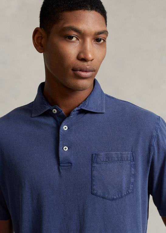 let marine Mænd Ralph Lauren klassisk pasform bomuld-hør poloshirt Z426B824