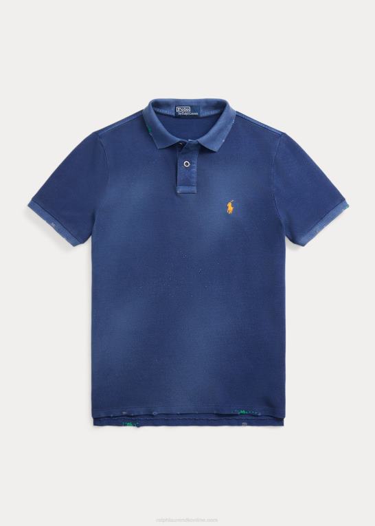 let marine Mænd Ralph Lauren poloshirt i klassisk pasform i mesh Z426B1093