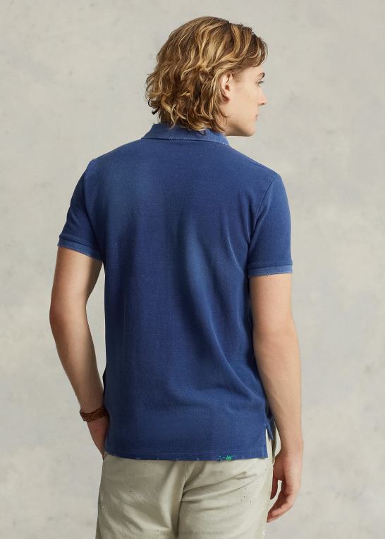 let marine Mænd Ralph Lauren poloshirt i klassisk pasform i mesh Z426B1093