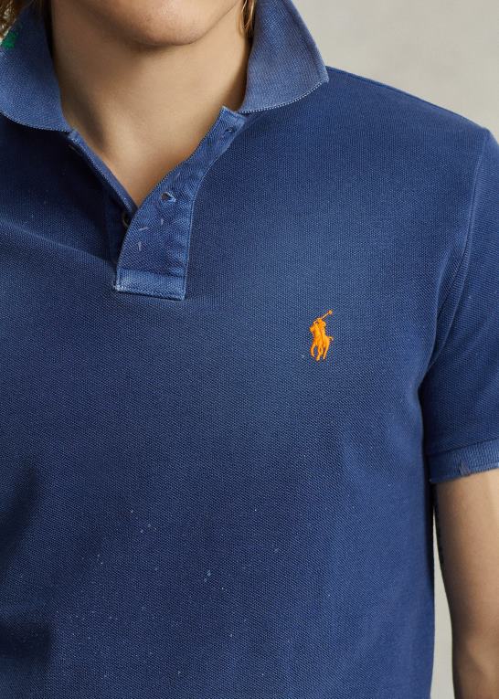 let marine Mænd Ralph Lauren poloshirt i klassisk pasform i mesh Z426B1093